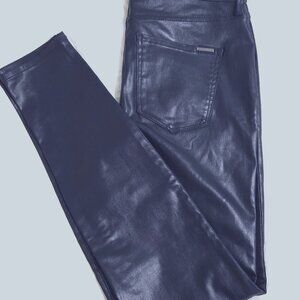 White House Black Market navy blue shiny skinny pants NWOT 6 WHBM